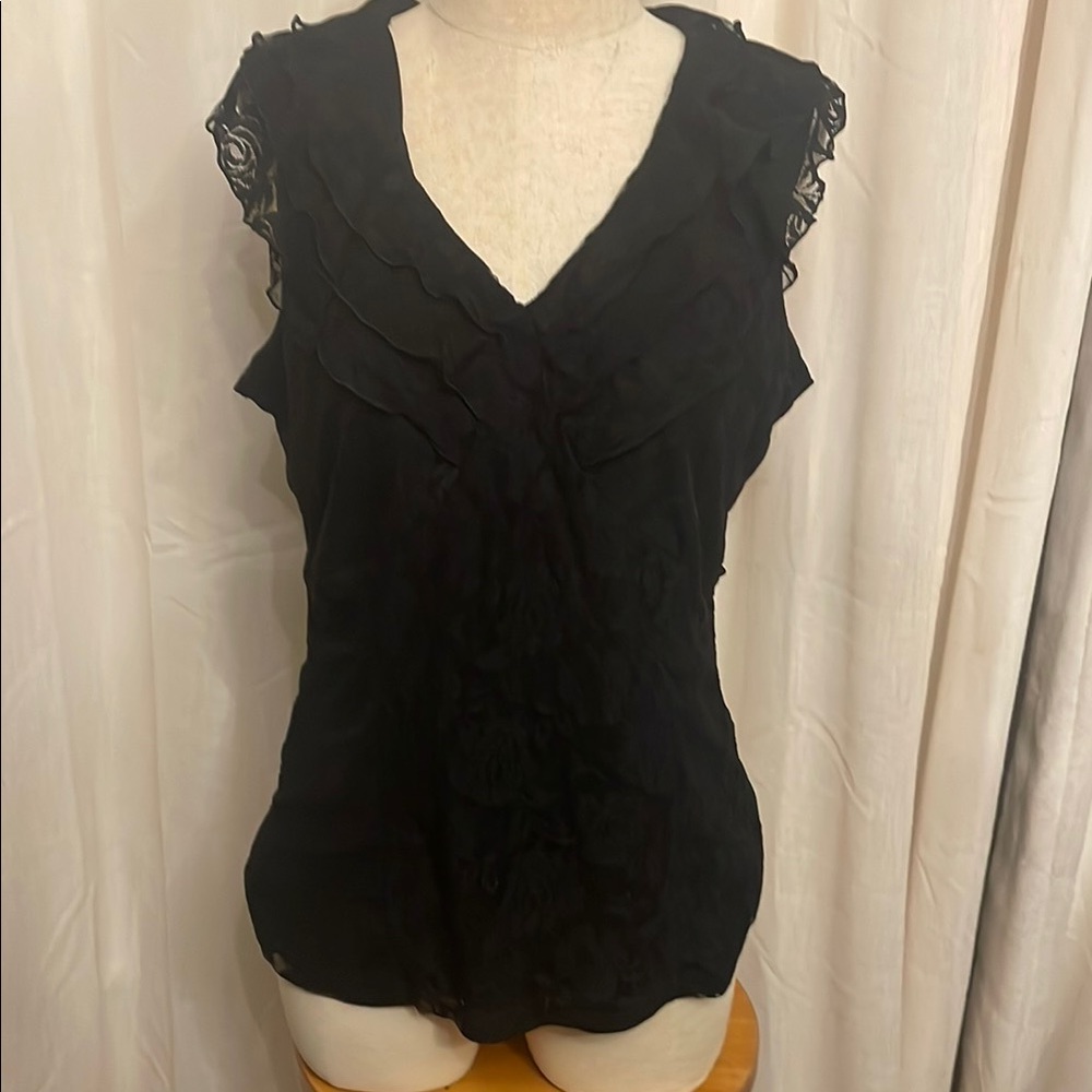 Black Ruffled Blouse with Classic Style